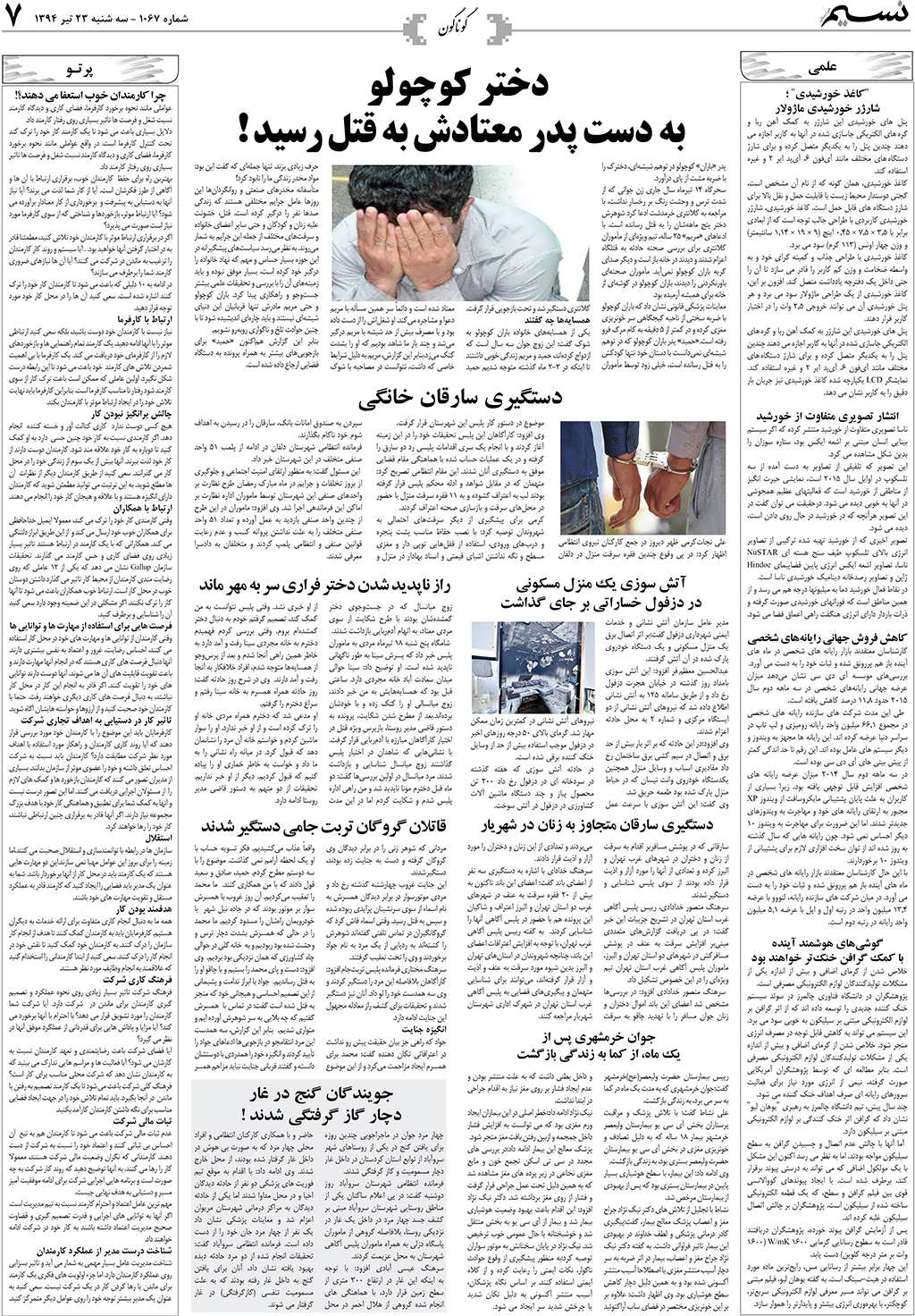 صفحه گوناگون روزنامه نسیم شماره 1067