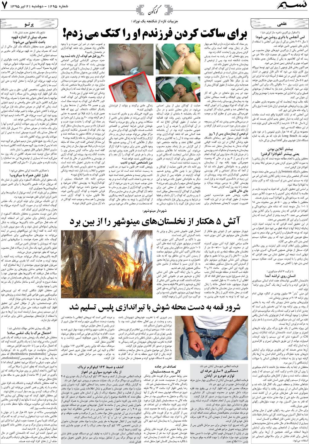 صفحه گوناگون روزنامه نسیم شماره 1295