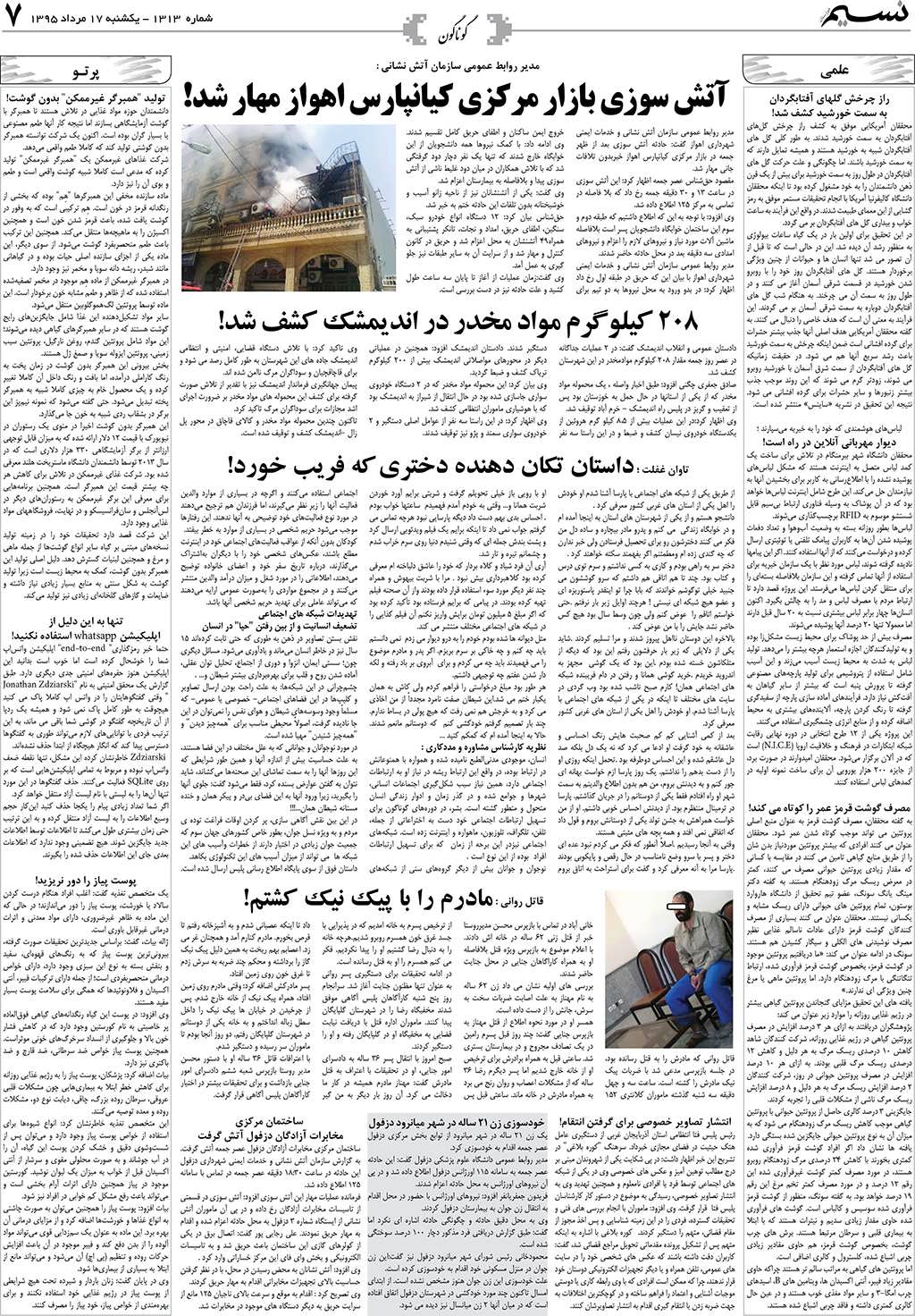 صفحه گوناگون روزنامه نسیم شماره 1313