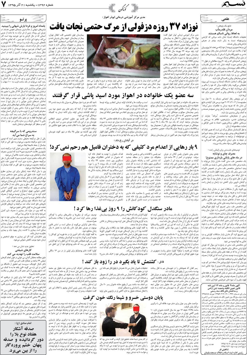 صفحه گوناگون روزنامه نسیم شماره 1392