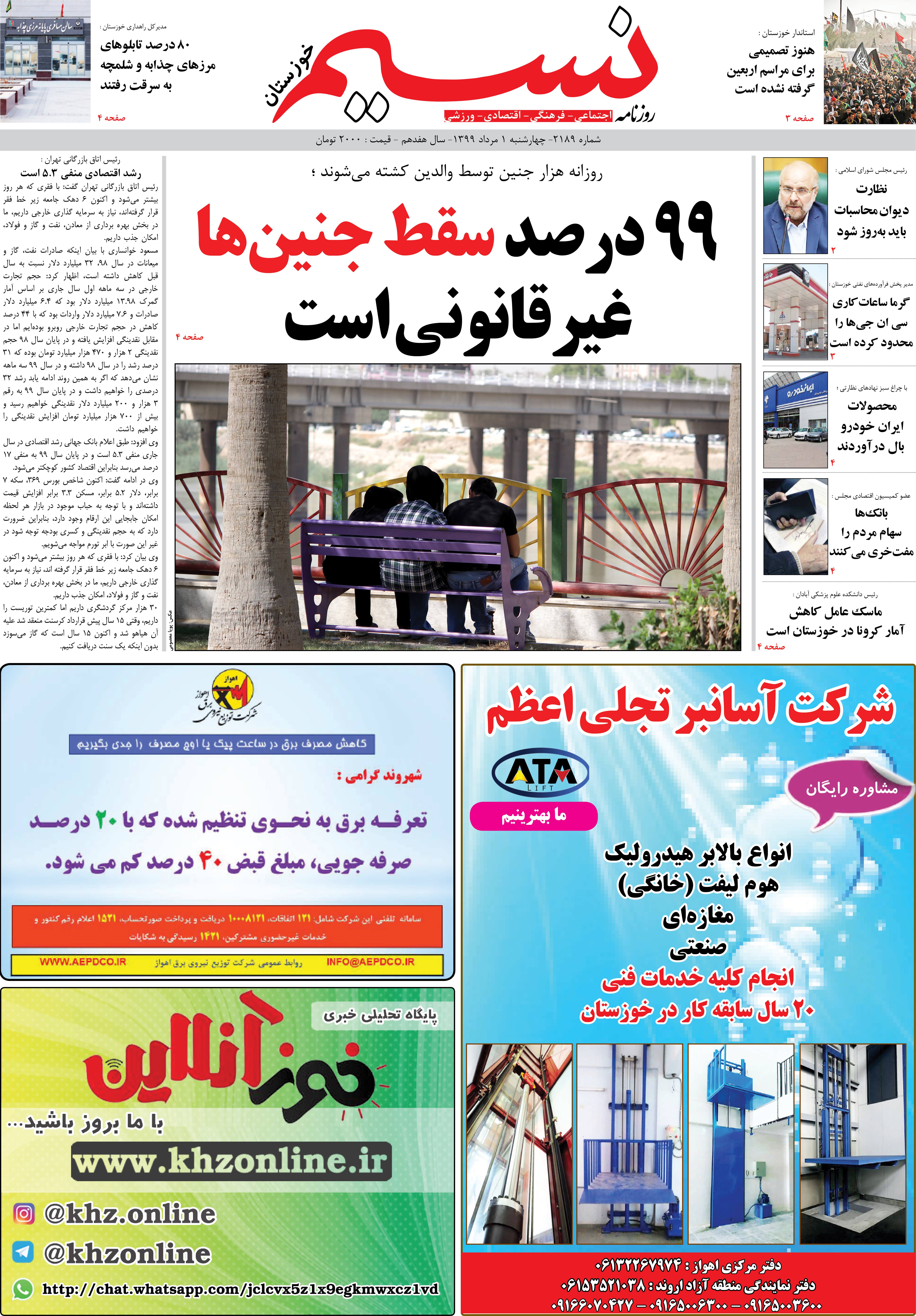 صفحه اصلی روزنامه نسیم شماره 2189 